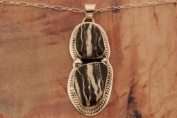 2 1/2" long Sterling Silver White Buffalo Turquoise Native American Pendant